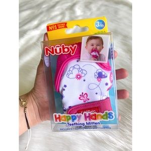 NEVER USED, Nuby teething mitten with travel bag